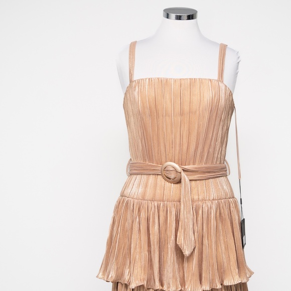 Mac Duggal -  Gold Ruffle Tiered Buckle Detail Dress - Picture 7 of 16